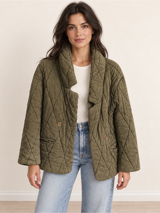 Free People Jackets & Blazers - Free People Puffer Pillow Quilted Jacket Olive Green Size S